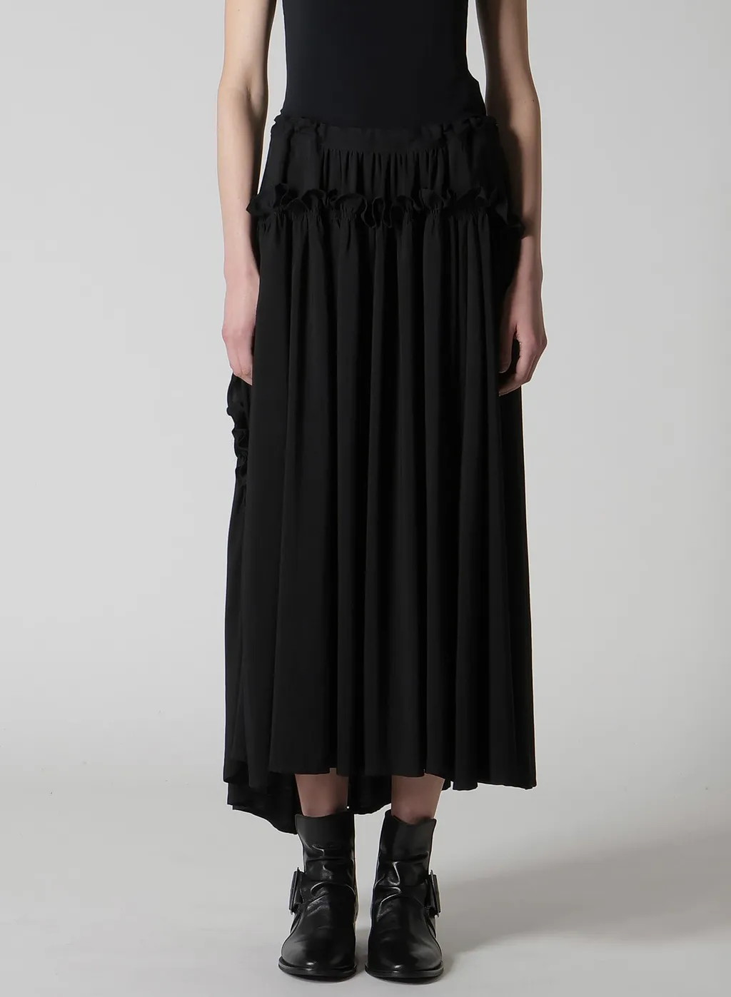 Hard-Twist Serge Frill Gather Skirt