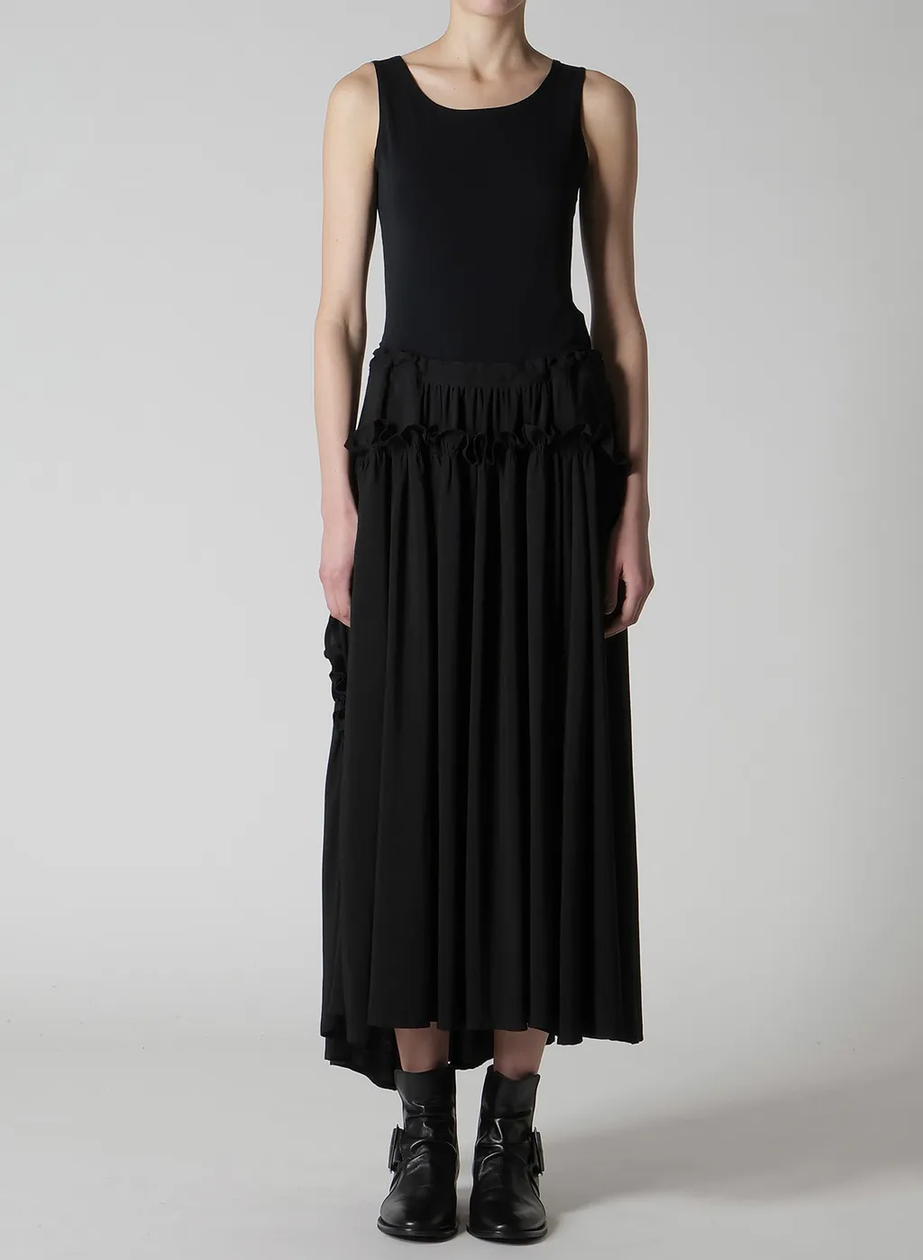 Hard-Twist Serge Frill Gather Skirt