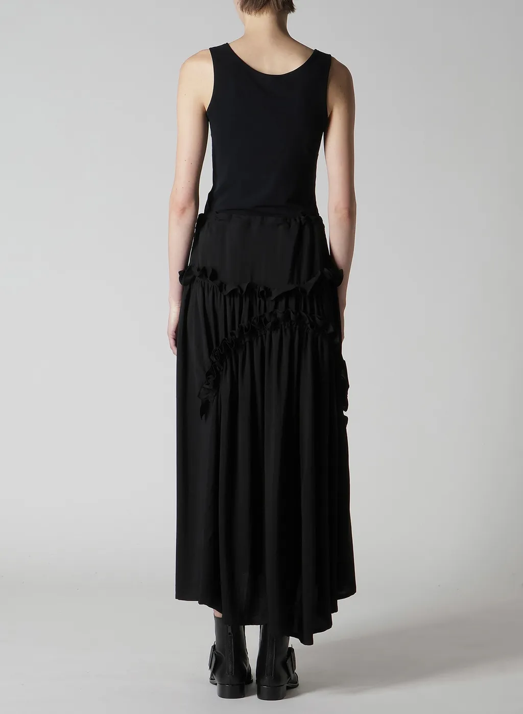 Hard-Twist Serge Frill Gather Skirt