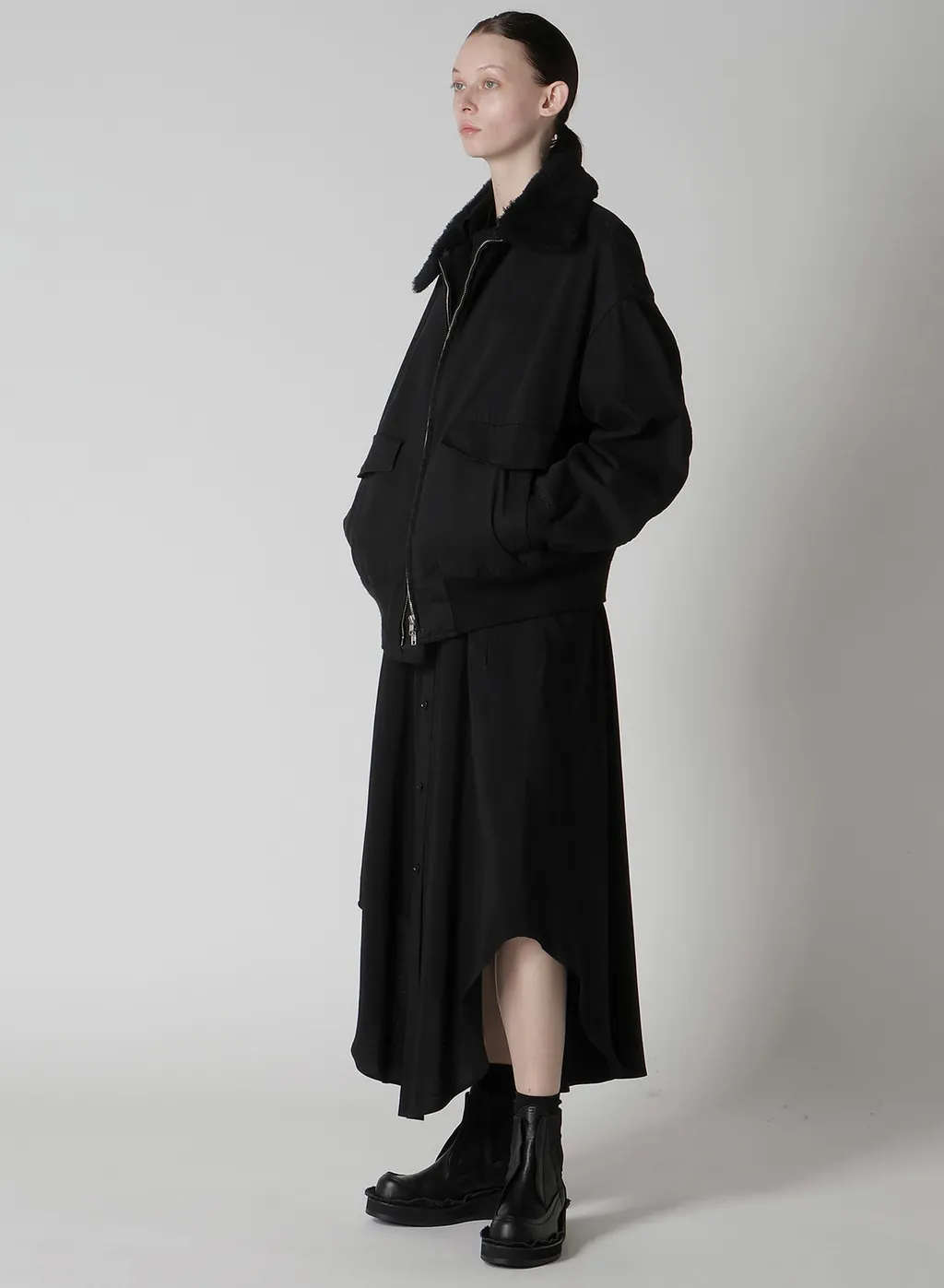 Hard-Twist Serge Cloth Placket Dress