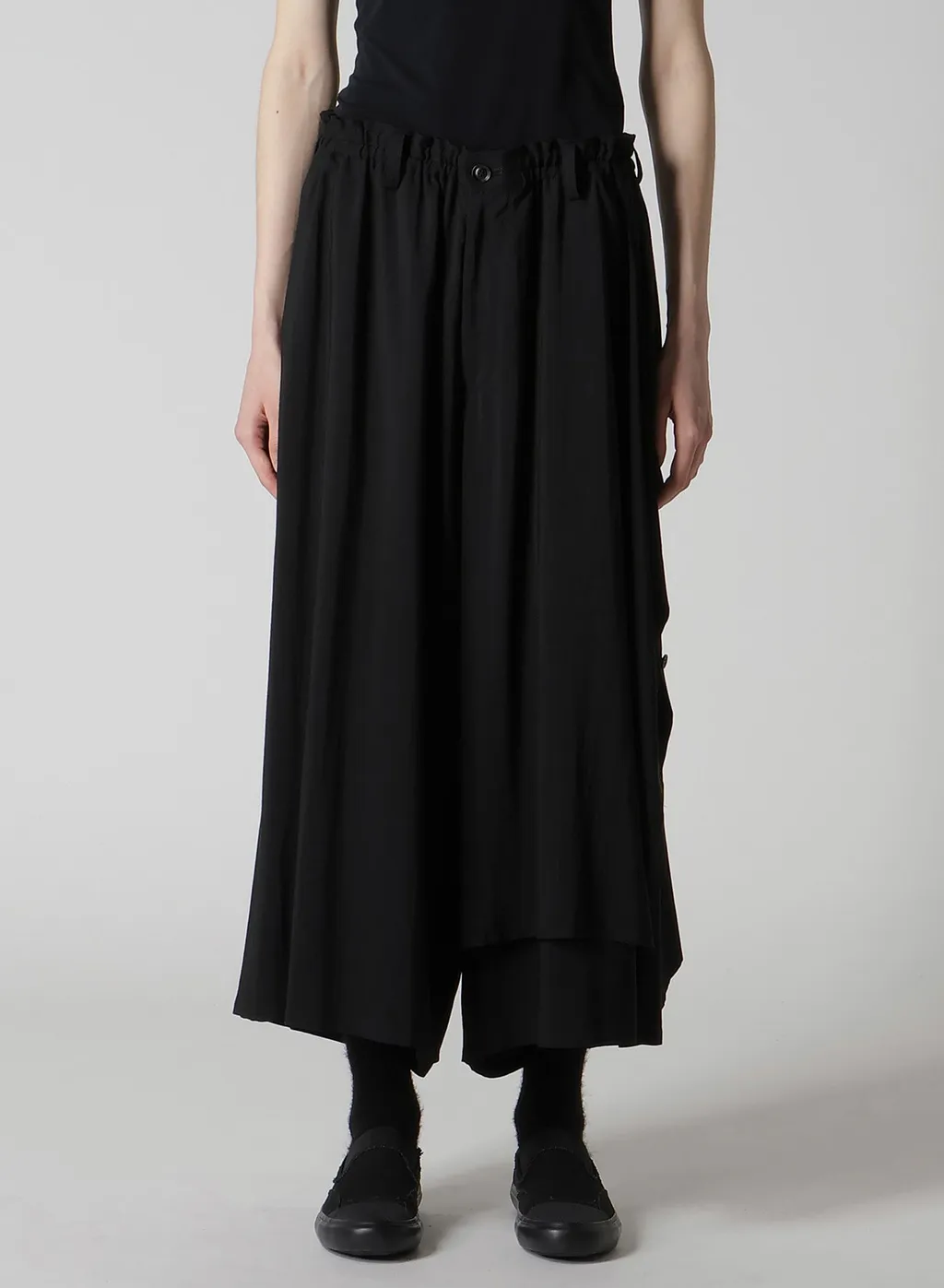 Hard-Twist Serge Left Double Button Open Pants