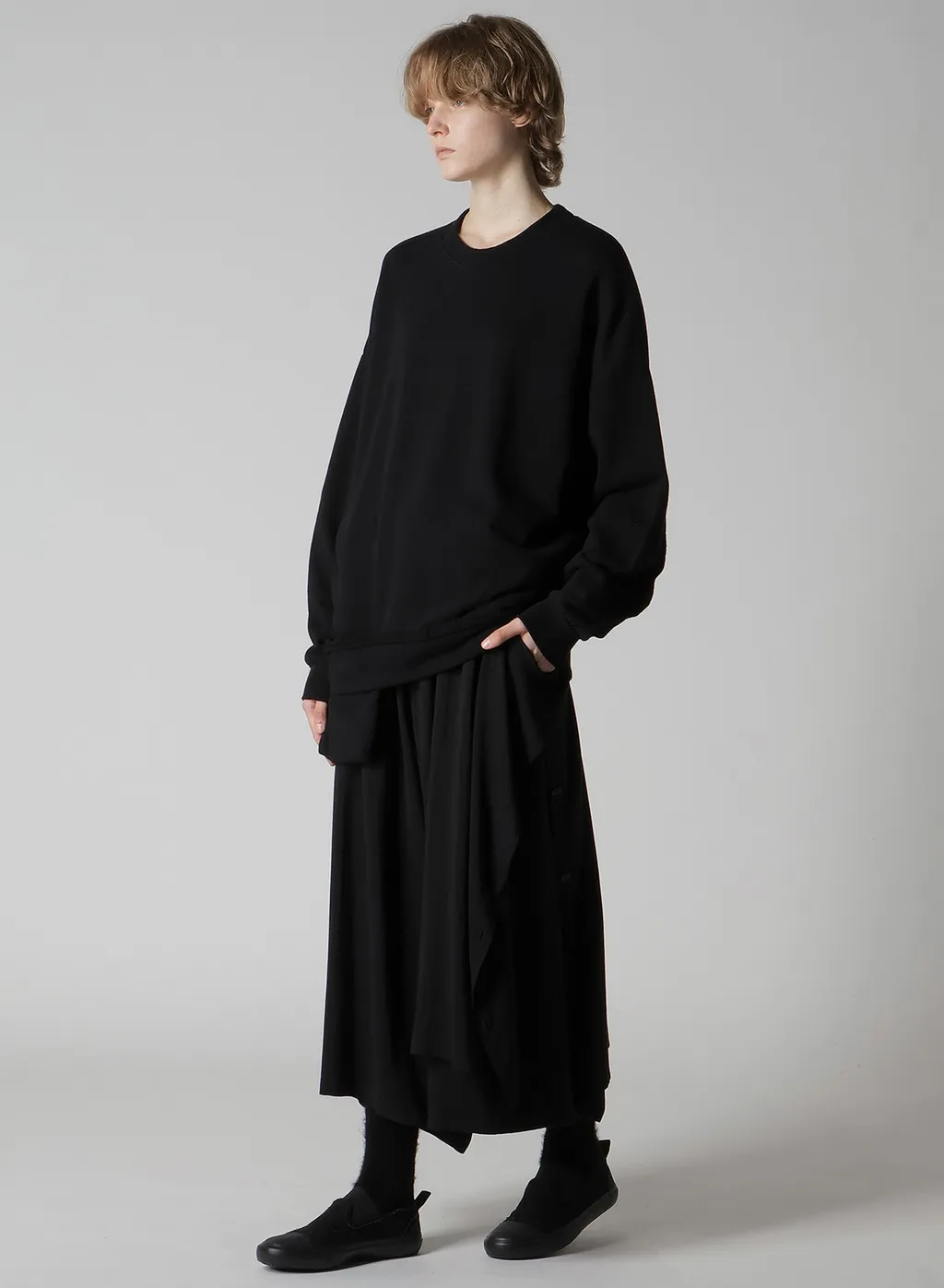 Hard-Twist Serge Left Double Button Open Pants