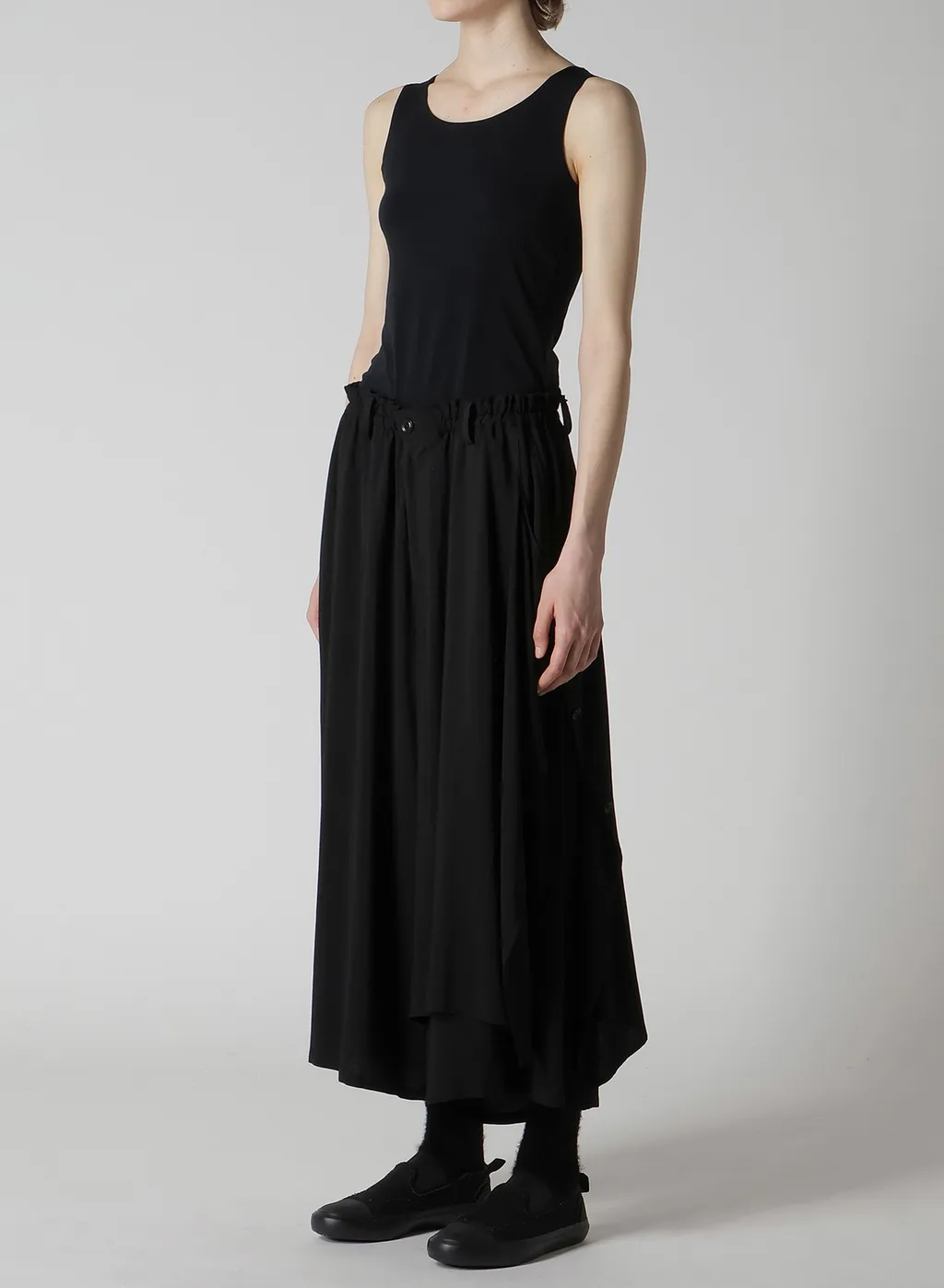 Hard-Twist Serge Left Double Button Open Pants
