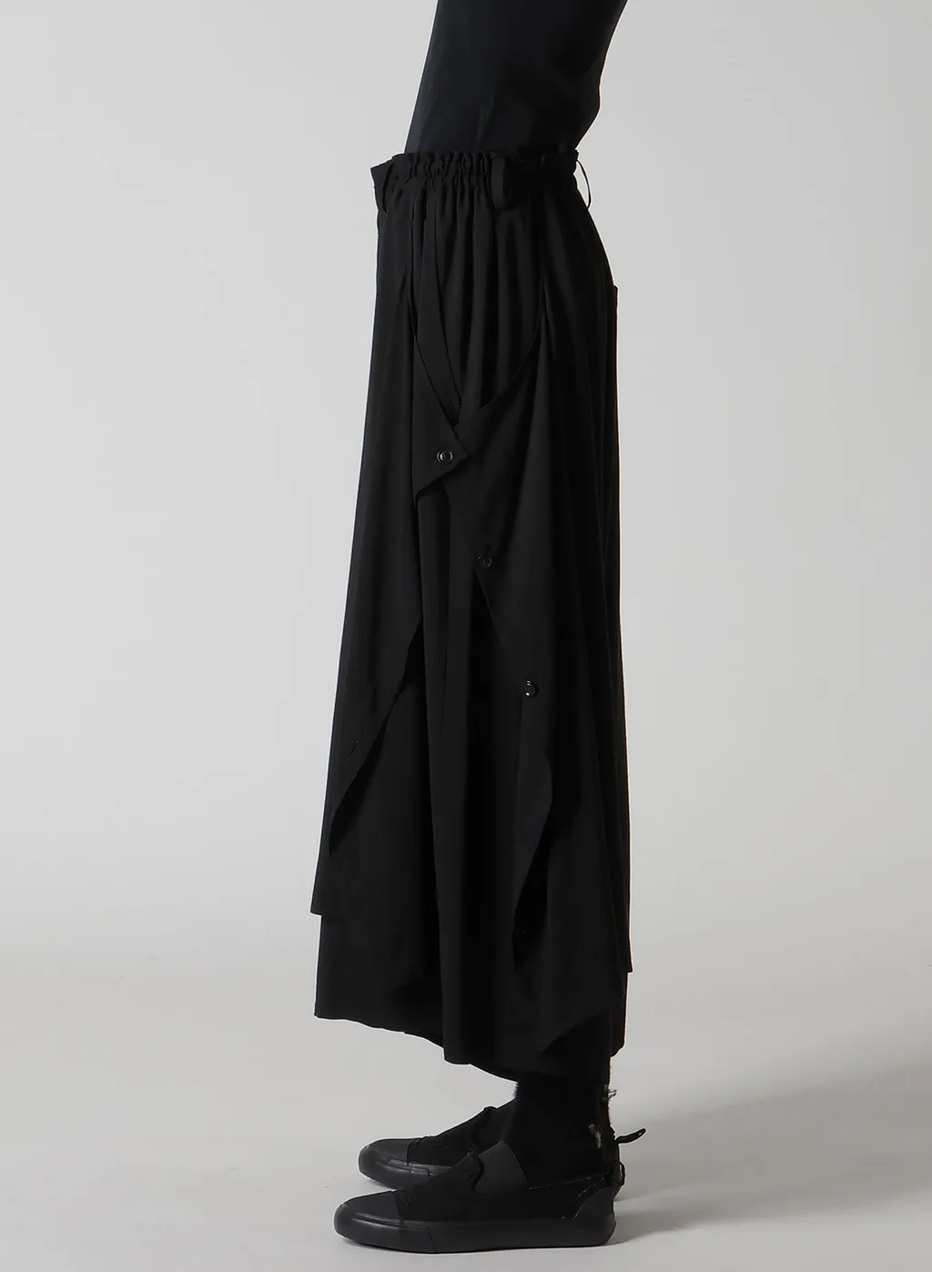 Hard-Twist Serge Left Double Button Open Pants