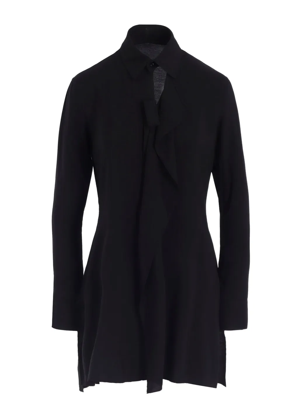 Hard-Twist Serge Shirt With Draped Front Panel