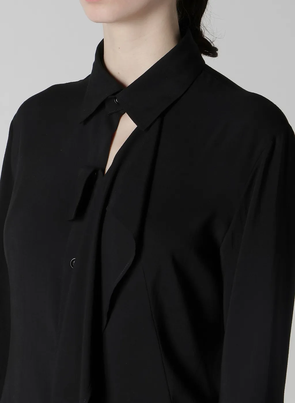 Hard-Twist Serge Shirt With Draped Front Panel