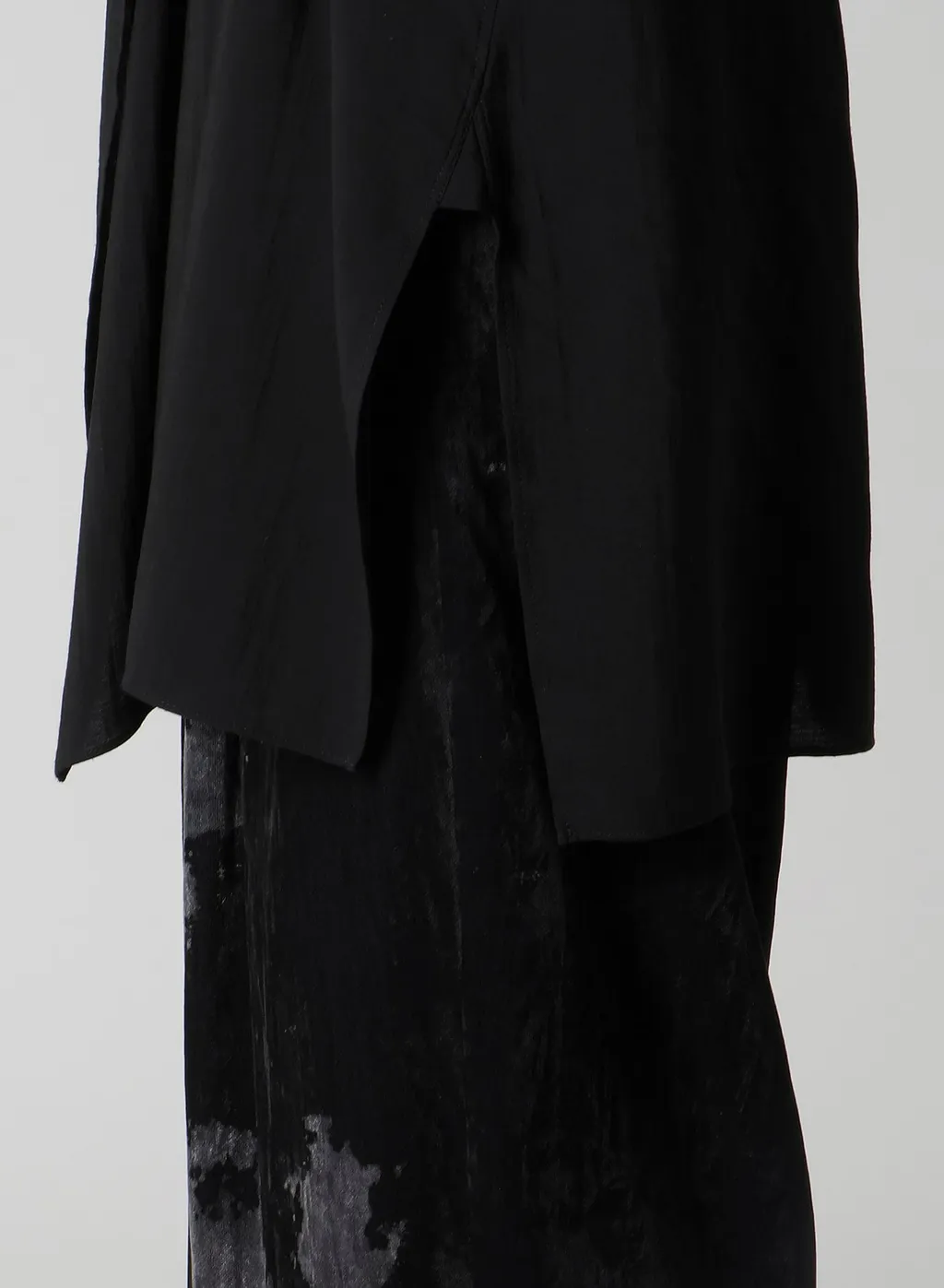 Hard-Twist Serge Shirt With Draped Front Panel