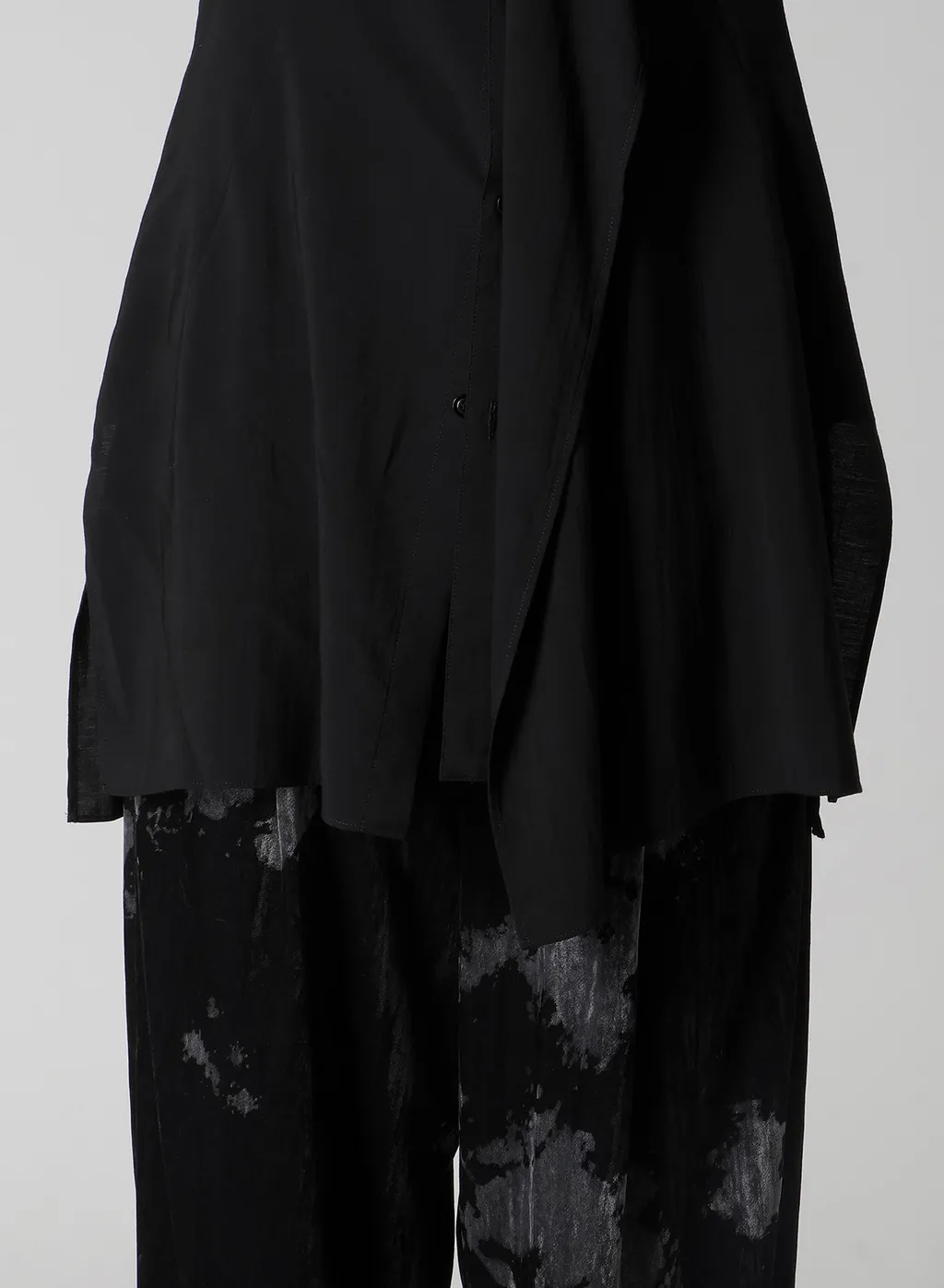 Hard-Twist Serge Shirt With Draped Front Panel