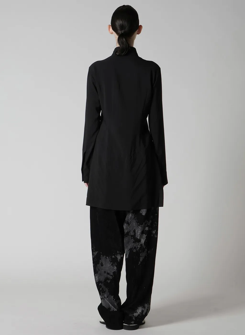 Hard-Twist Serge Shirt With Draped Front Panel
