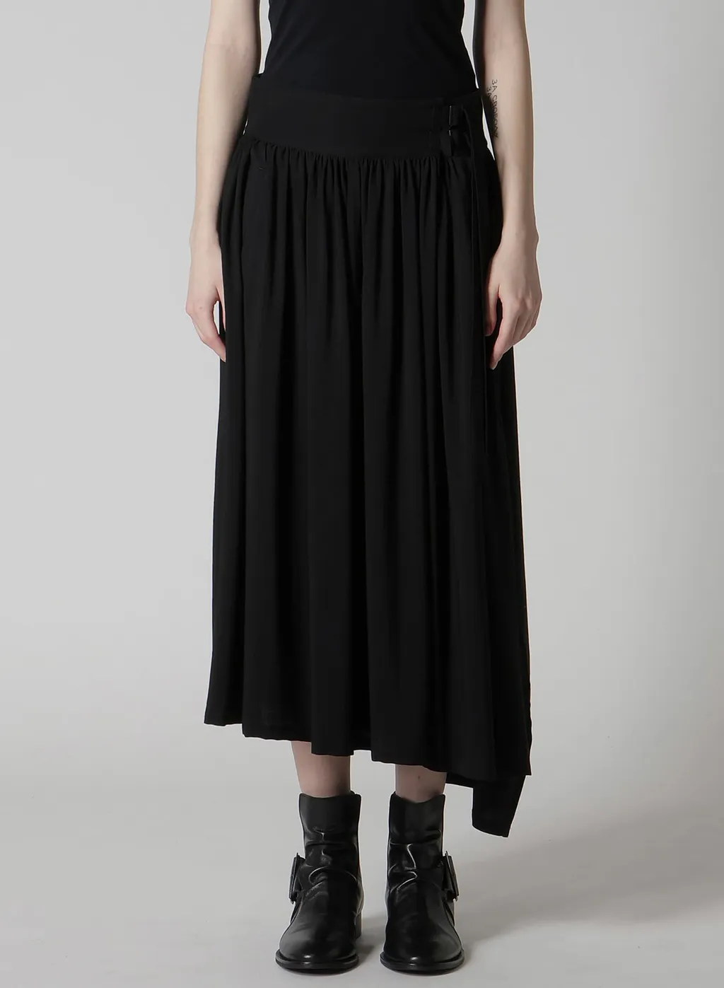 Hard-Twist Serge Asymmtric Gather Skirt