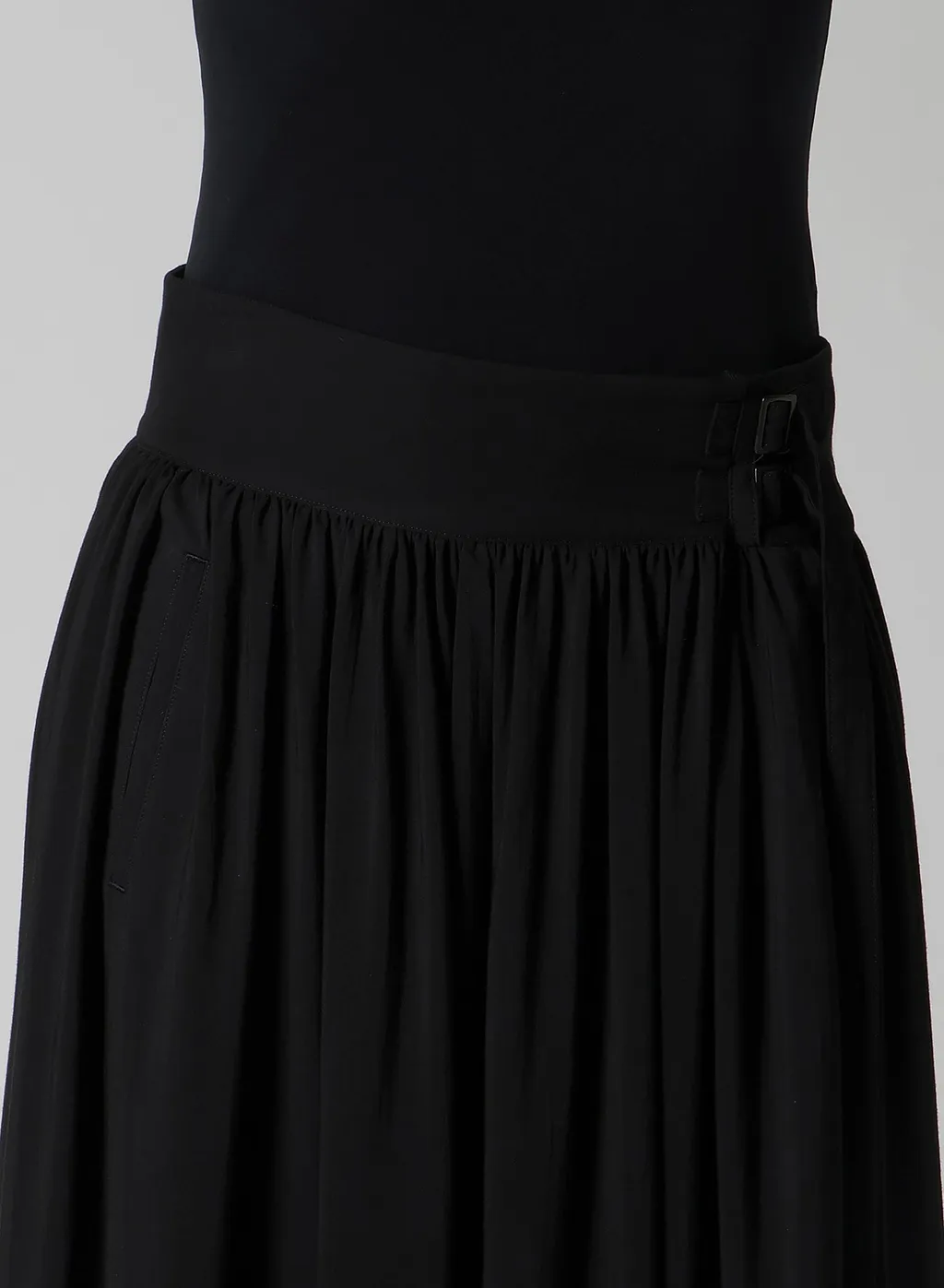 Hard-Twist Serge Asymmtric Gather Skirt