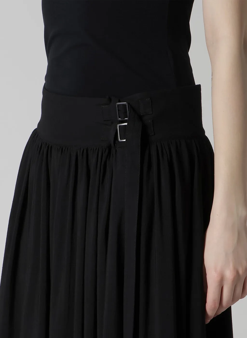 Hard-Twist Serge Asymmtric Gather Skirt
