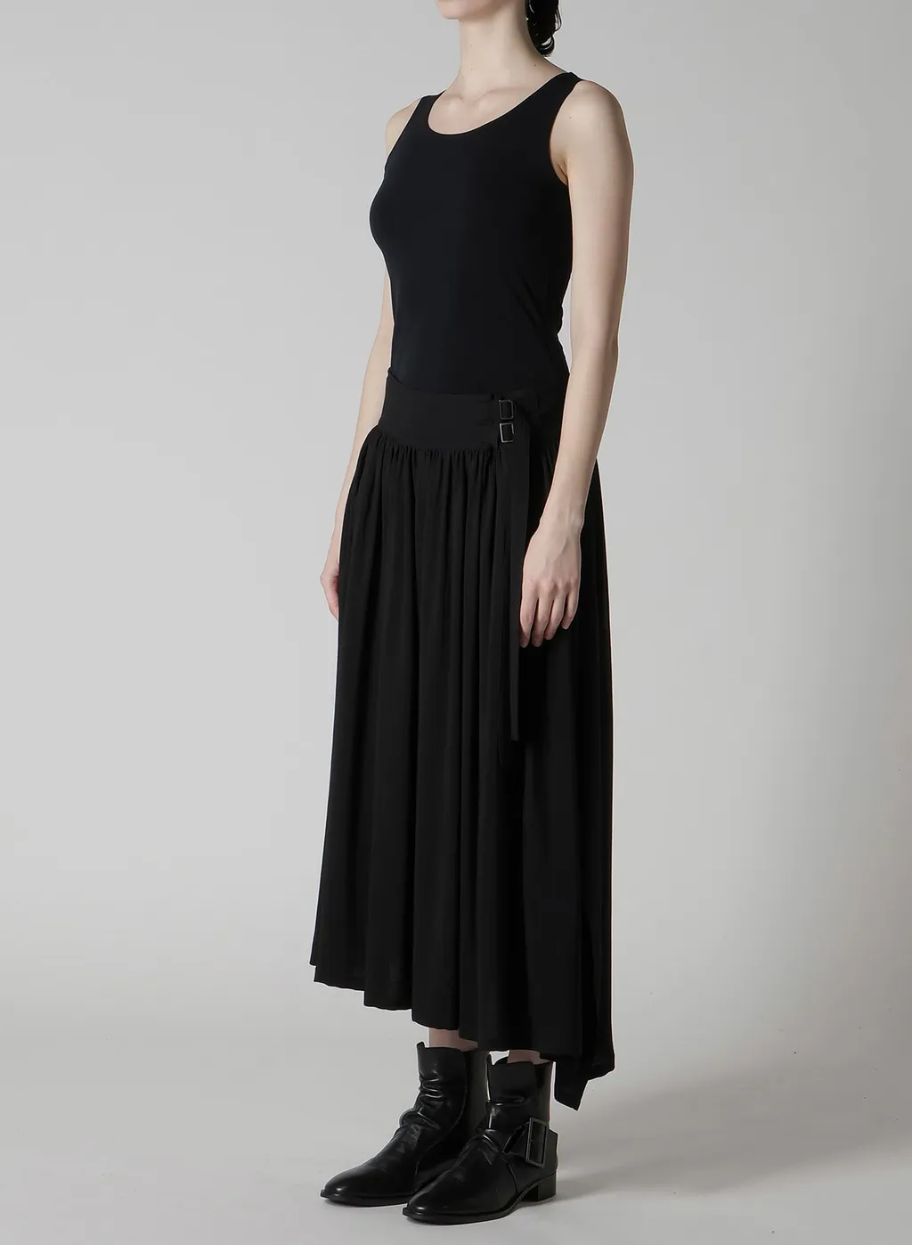 Hard-Twist Serge Asymmtric Gather Skirt