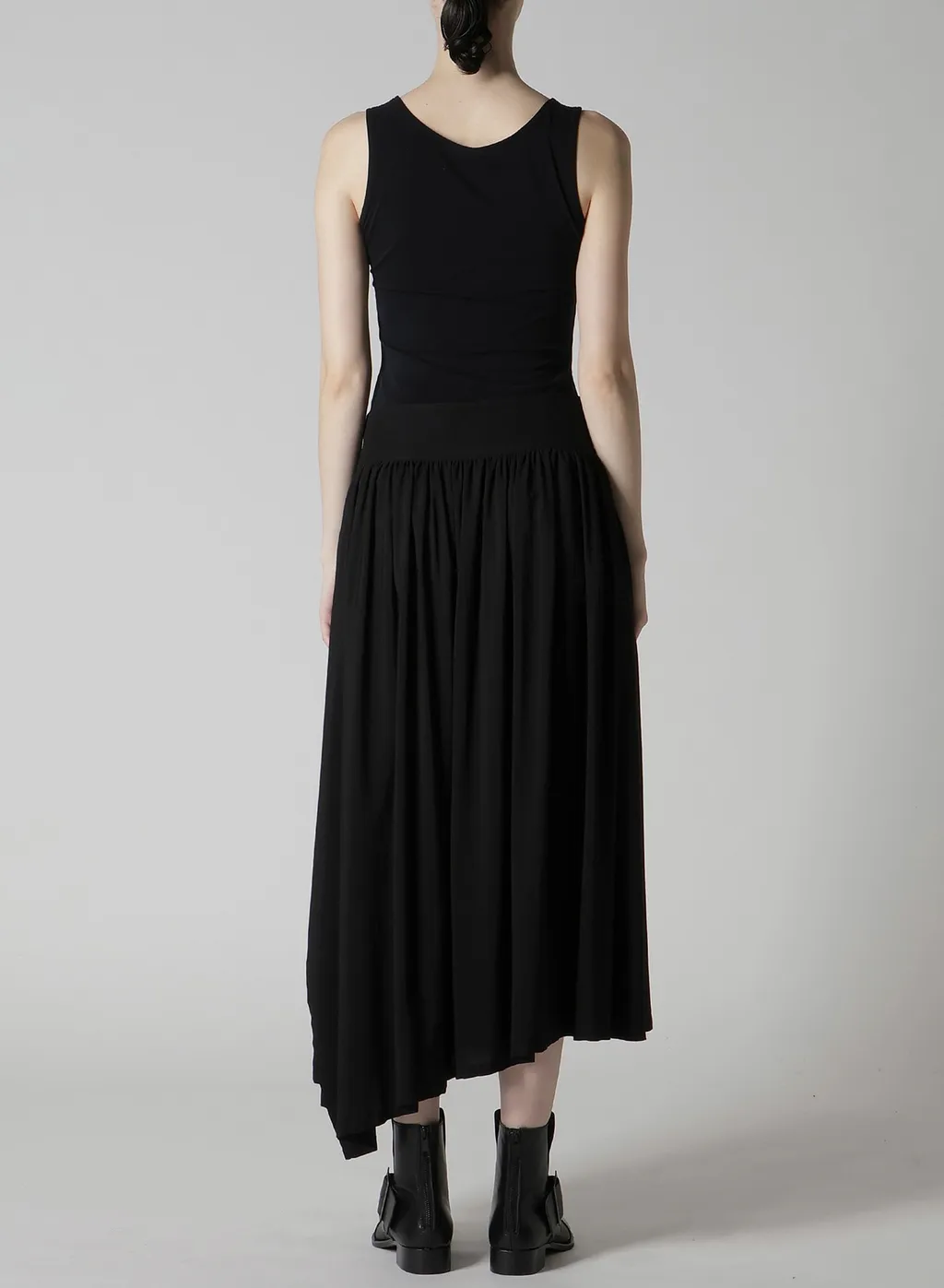 Hard-Twist Serge Asymmtric Gather Skirt