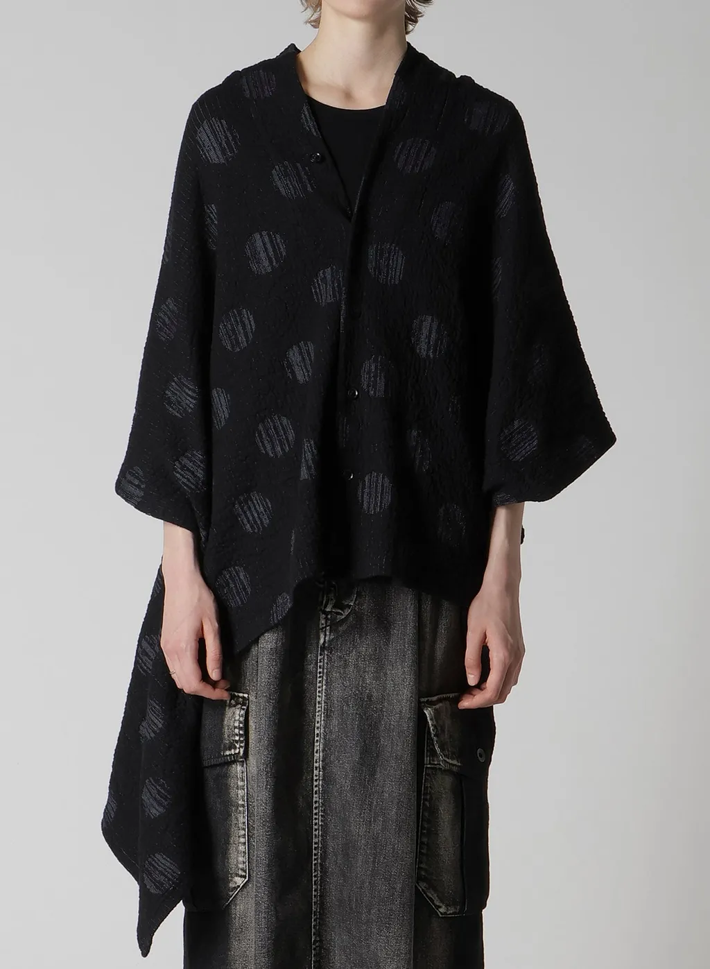 Polka Dot Jq Asymmetric Cardigan