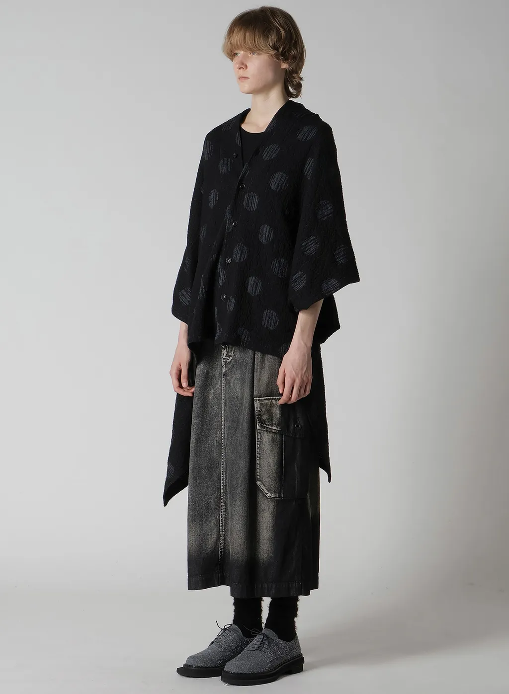 Polka Dot Jq Asymmetric Cardigan