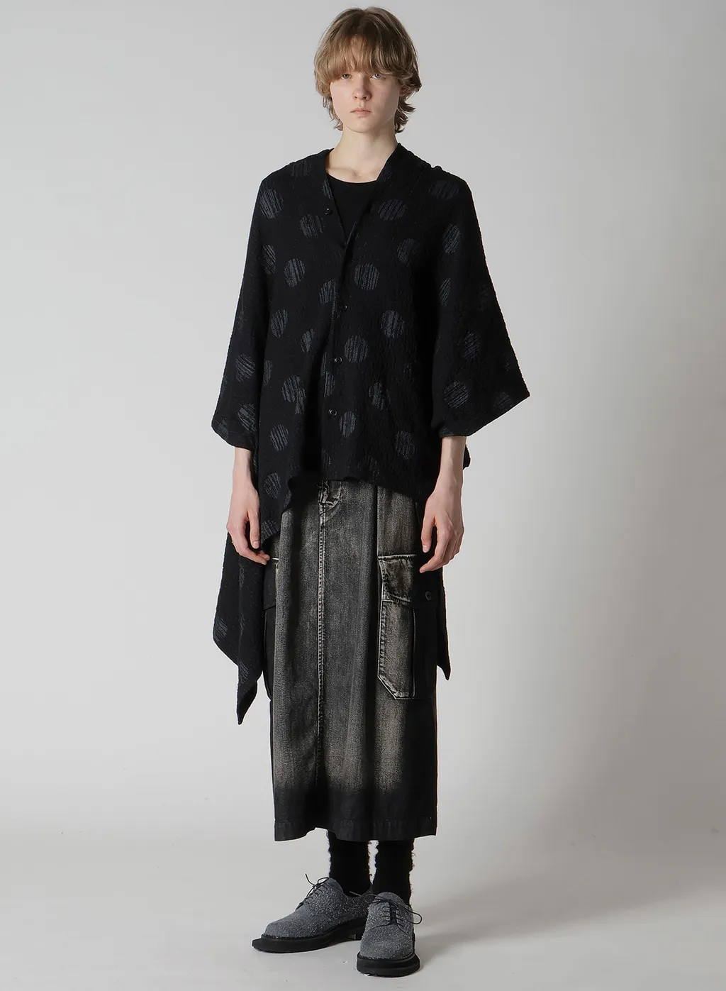 Polka Dot Jq Asymmetric Cardigan
