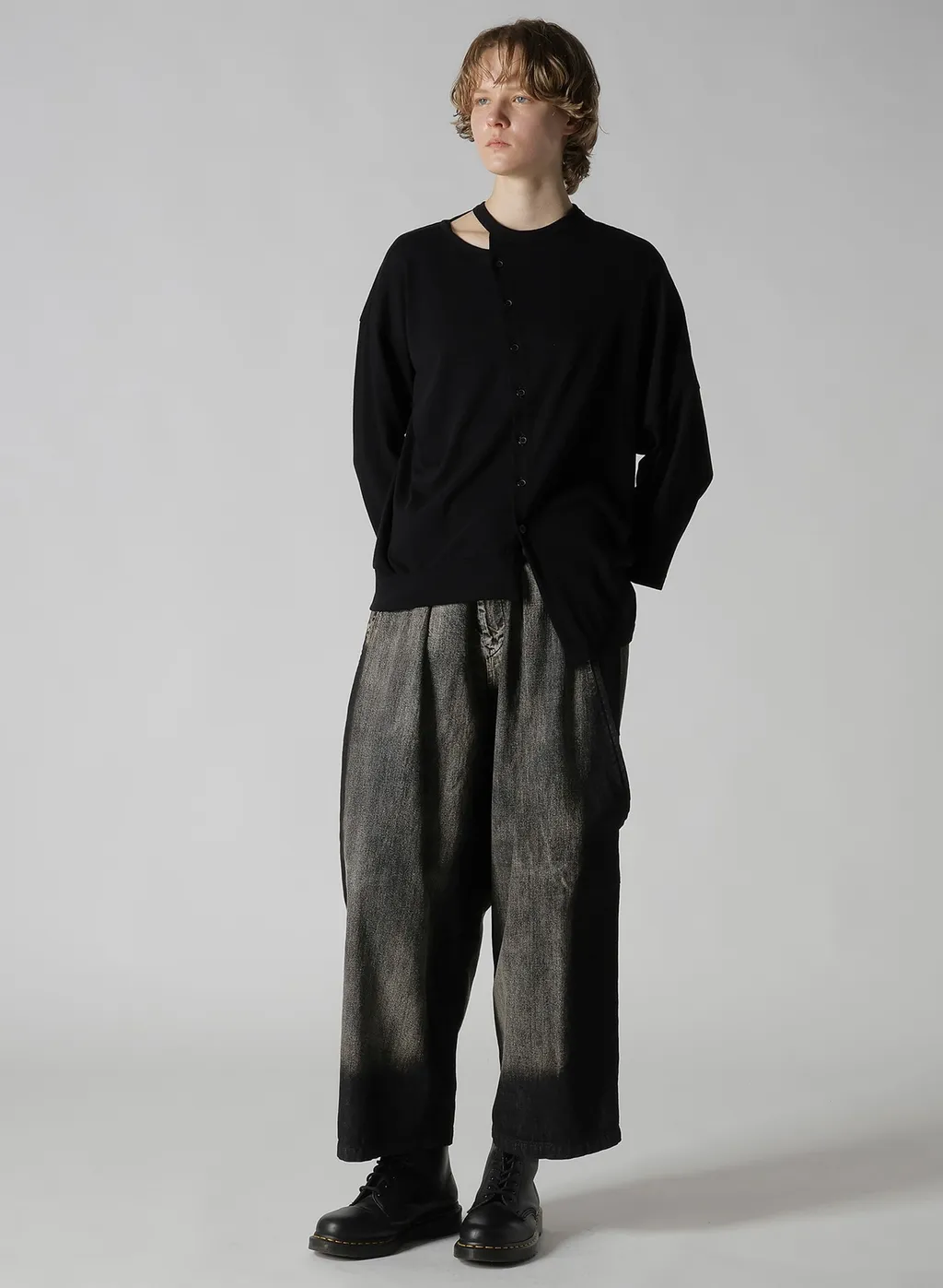 Soft Gauze Jersey Asymmetric Drape Cardigan