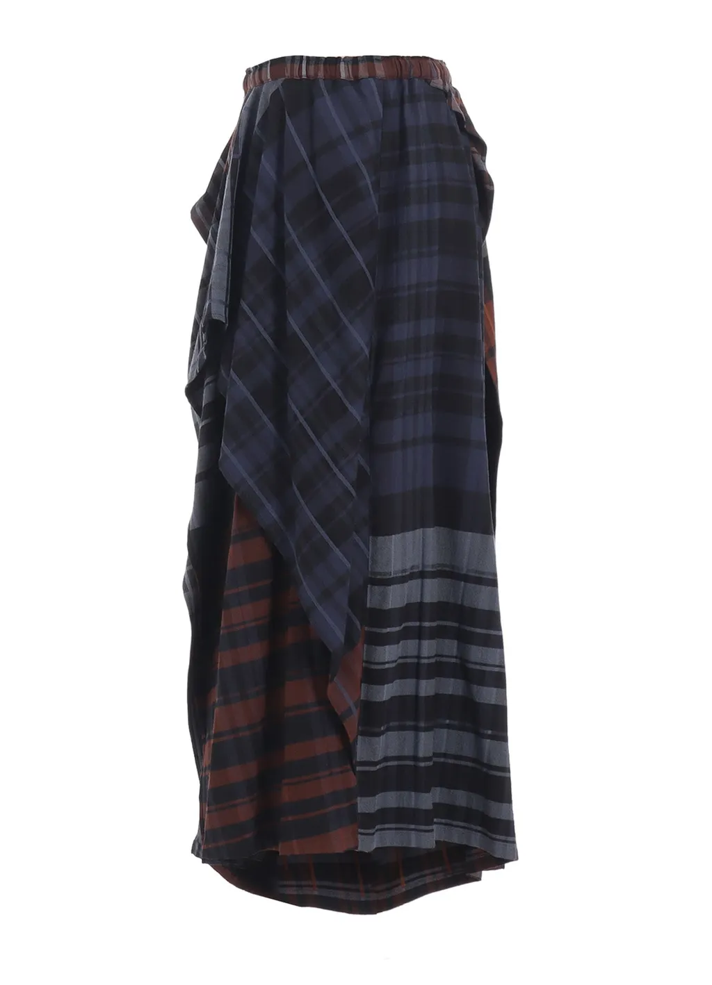 Wool Blend Plaid Drape Pants