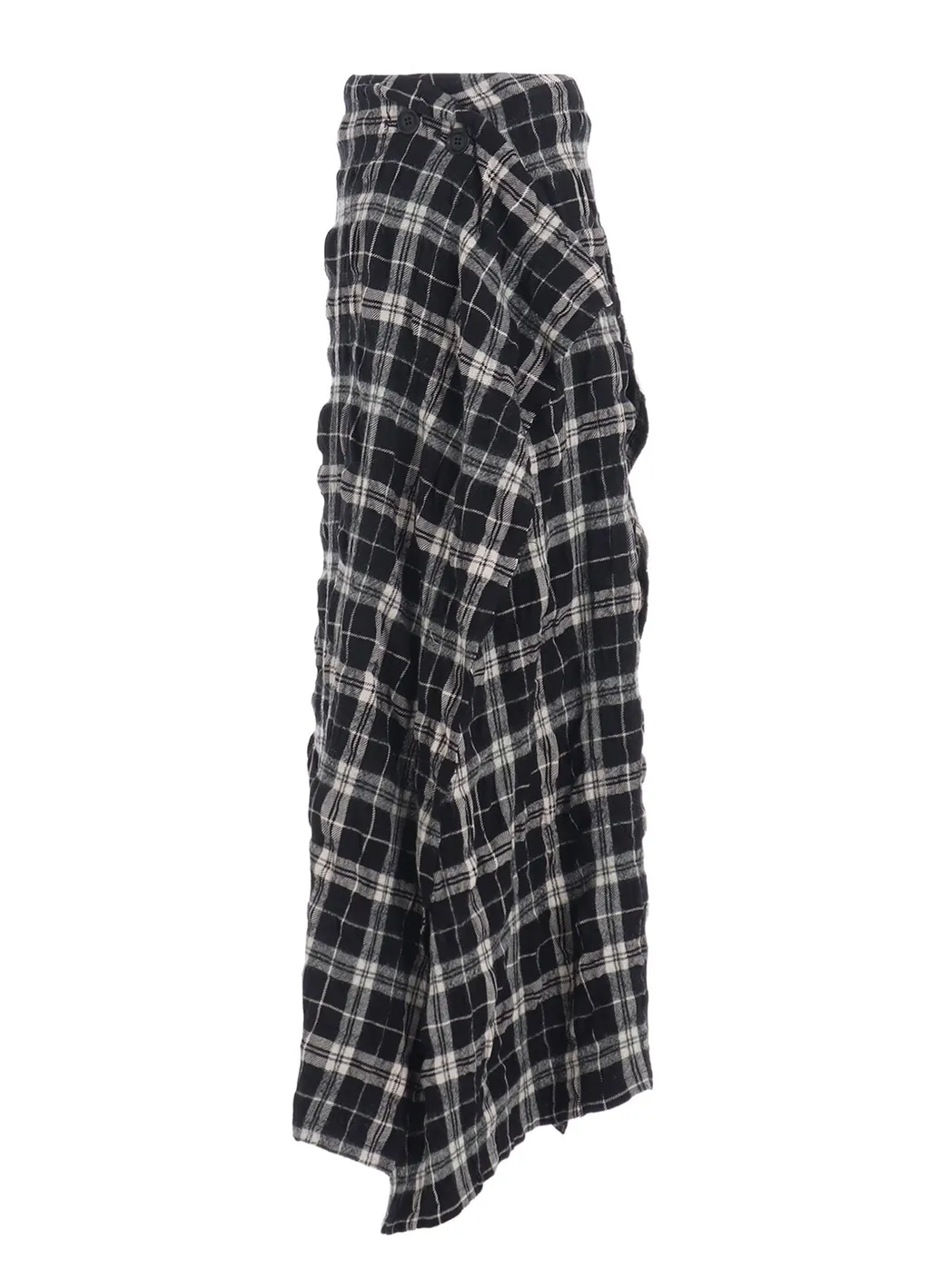 Milled Wool Cotton Plaid Skirt