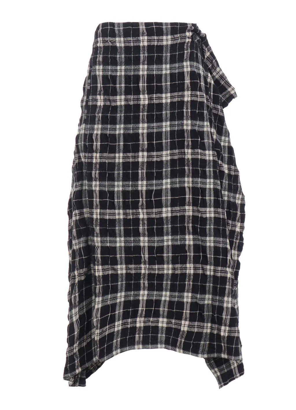 Milled Wool Cotton Plaid Skirt