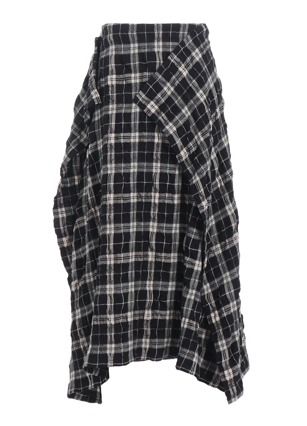 Milled Wool Cotton Plaid Skirt