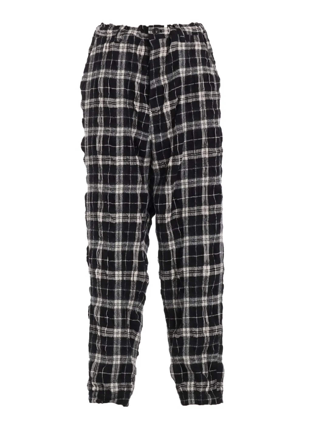 Milled Wool Cotton Plaid Pants