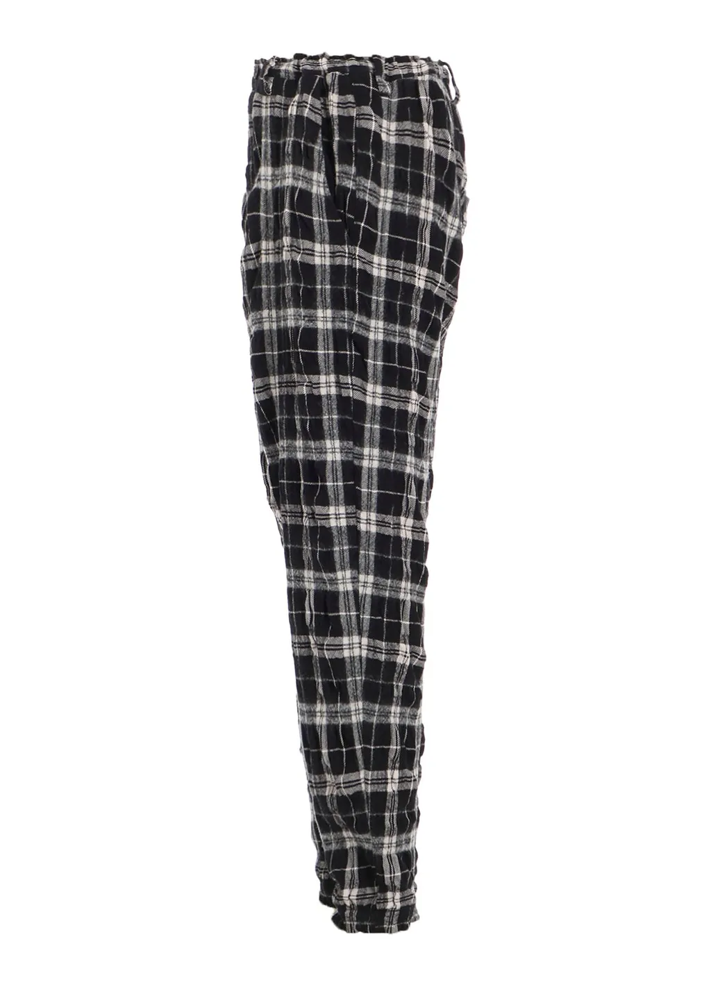 Milled Wool Cotton Plaid Pants