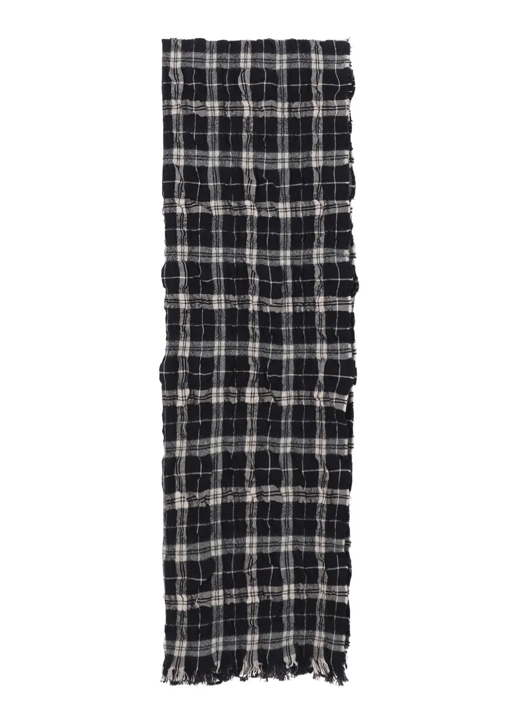 Milled Wool Cotton Plaid Stole