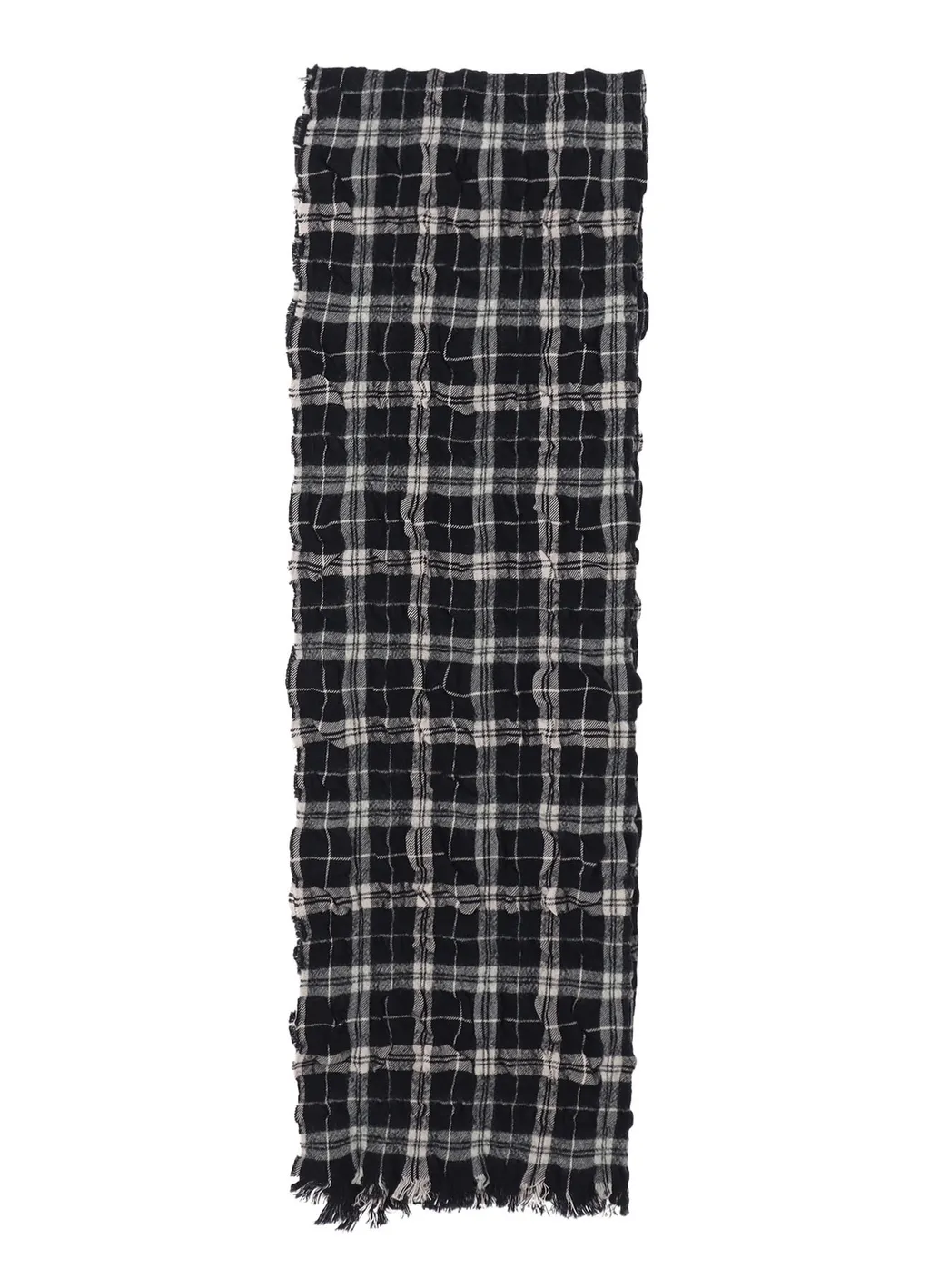 Milled Wool Cotton Plaid Stole