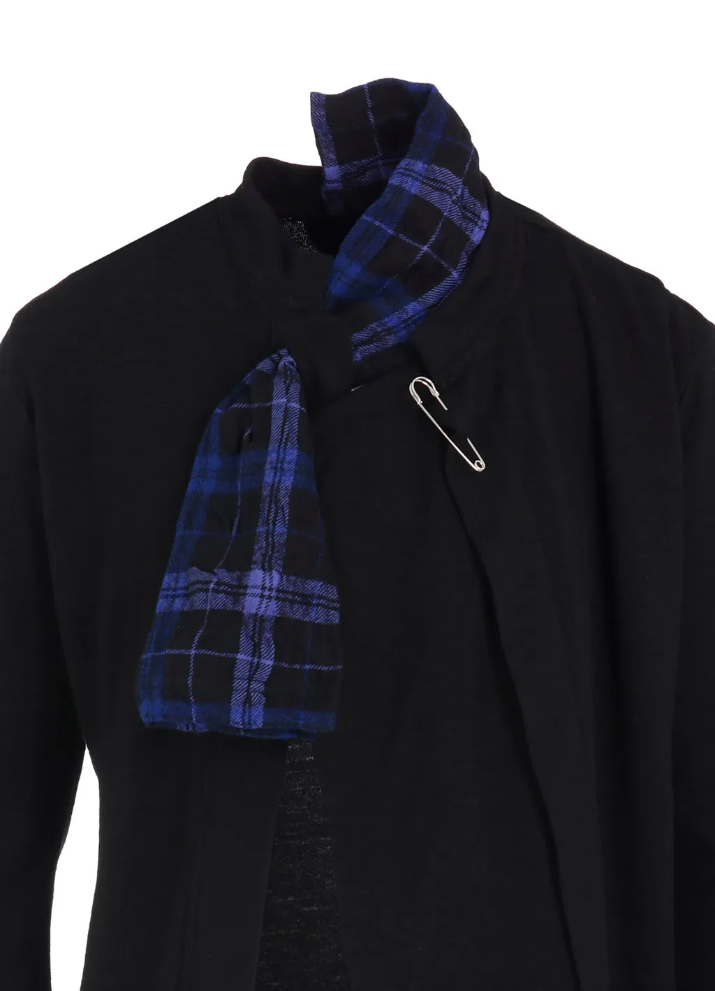 Milled Plaid Wool Unbalanced Ribbon Cardigan