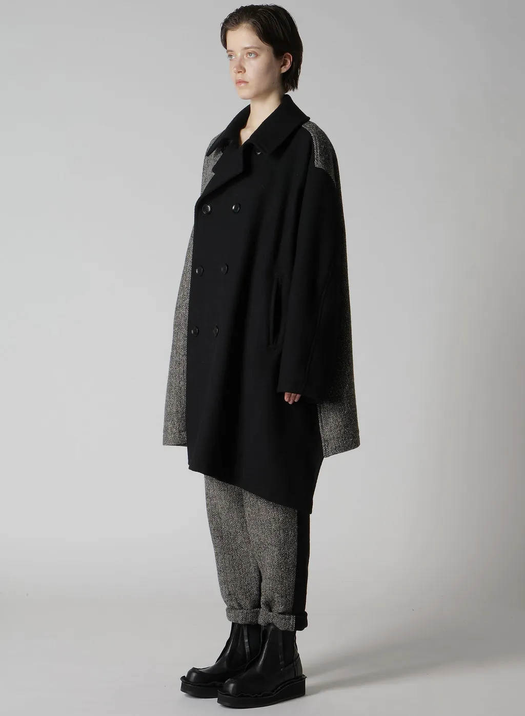 Big Herringbone P Coat