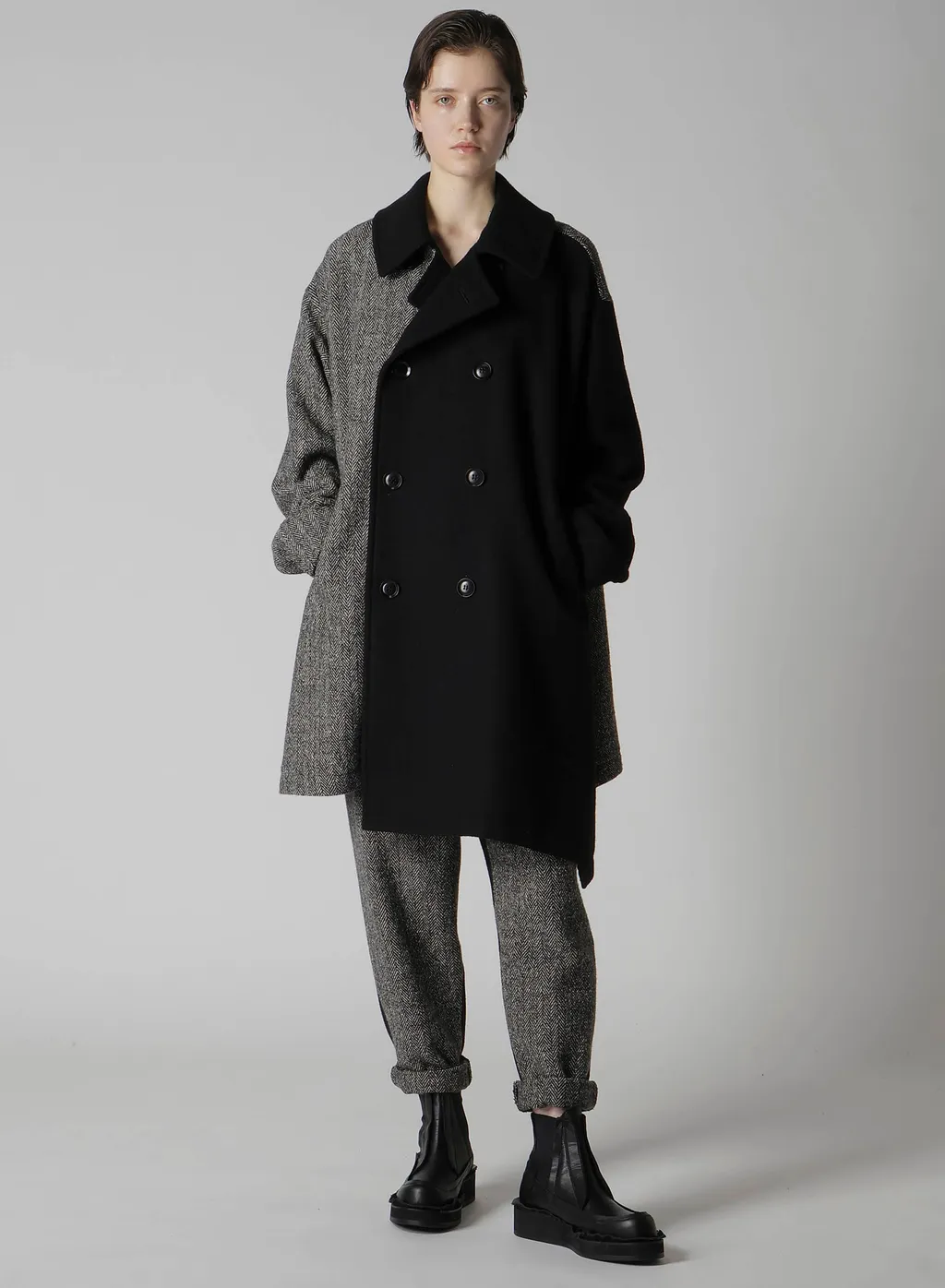 Big Herringbone P Coat