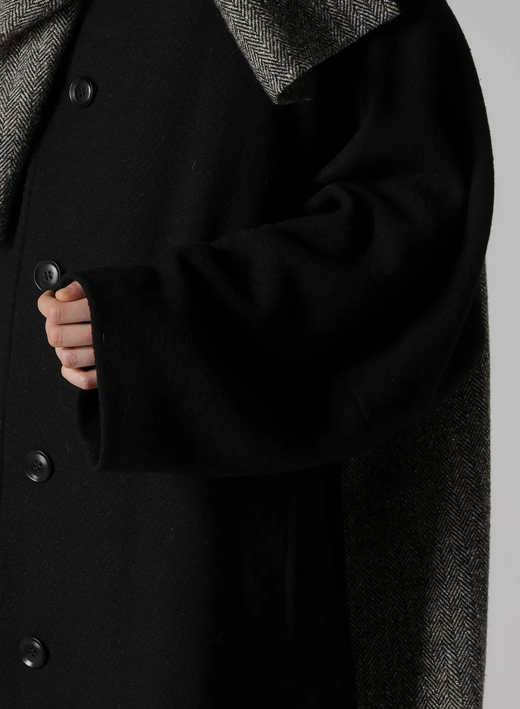 Big Herringbone Detachable Hoodie Coat