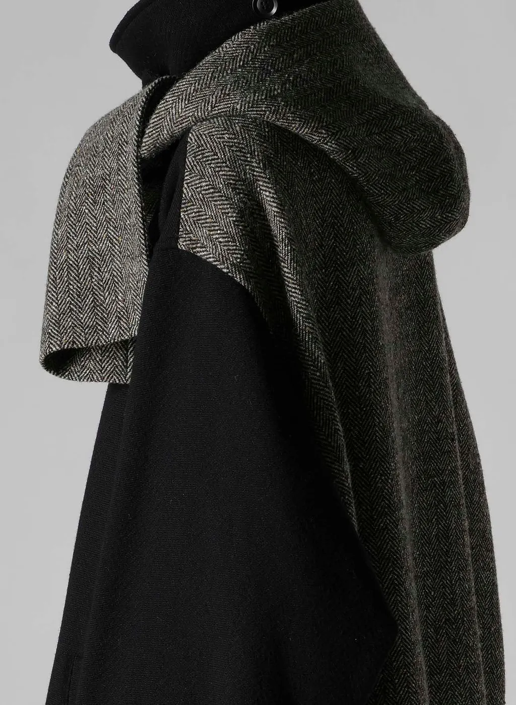 Big Herringbone Detachable Hoodie Coat