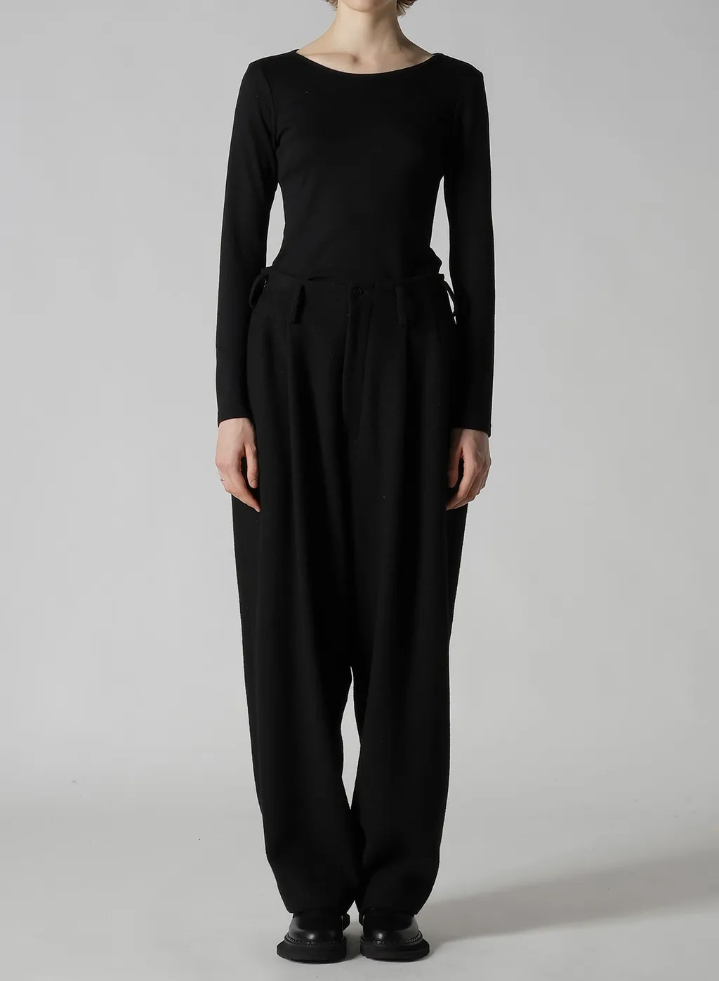Big Herringbone Double Tuck Wide Pants