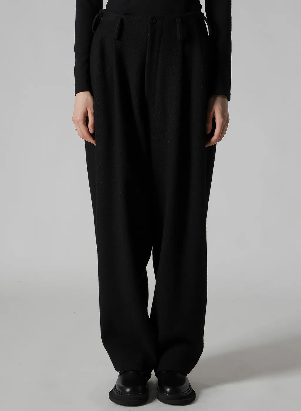 Big Herringbone Double Tuck Wide Pants