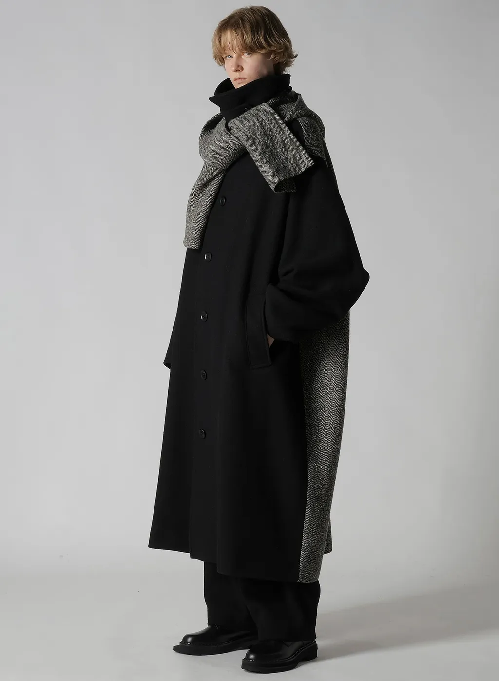 Big Herringbone Double Tuck Wide Pants