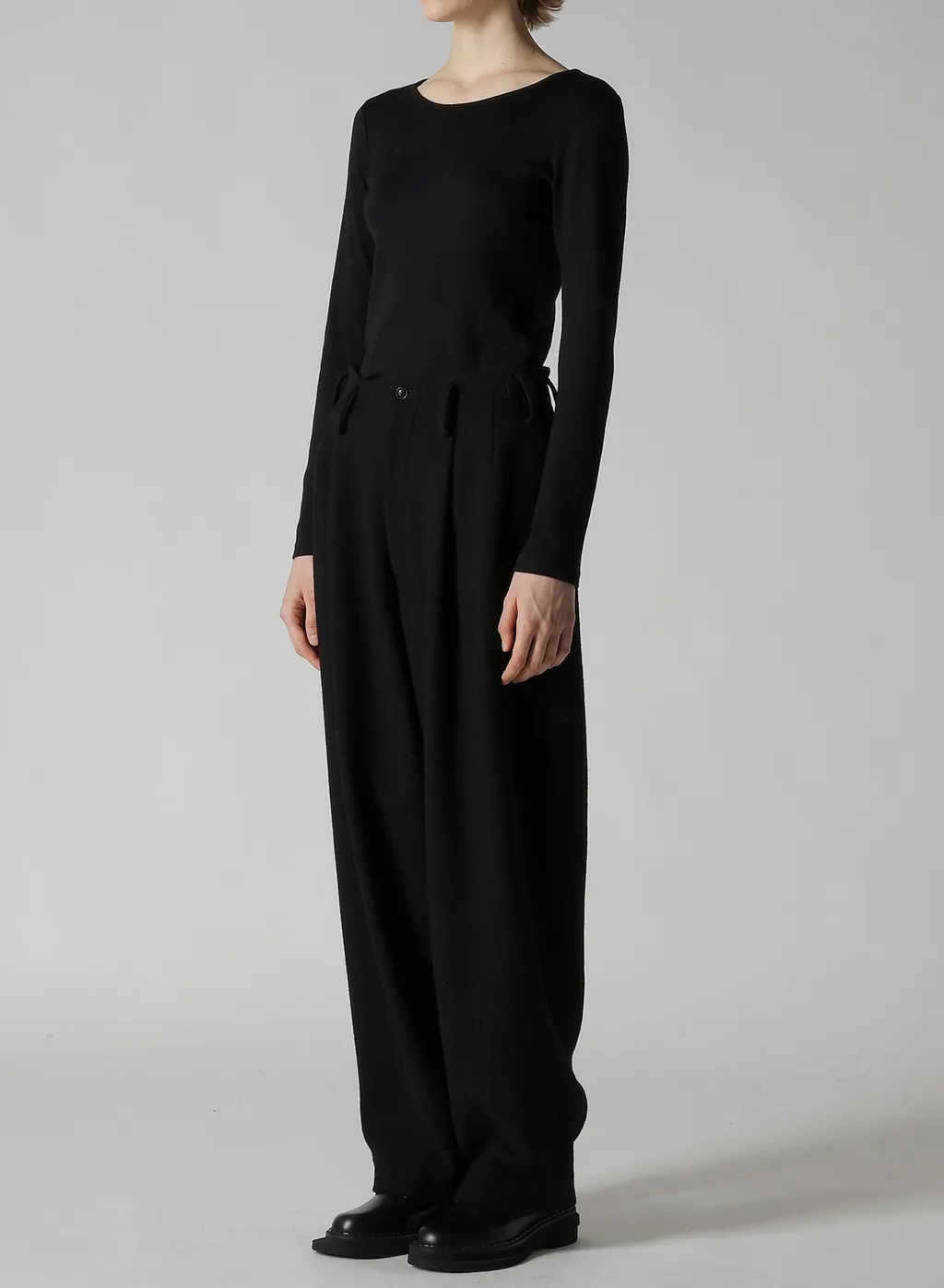 Big Herringbone Double Tuck Wide Pants