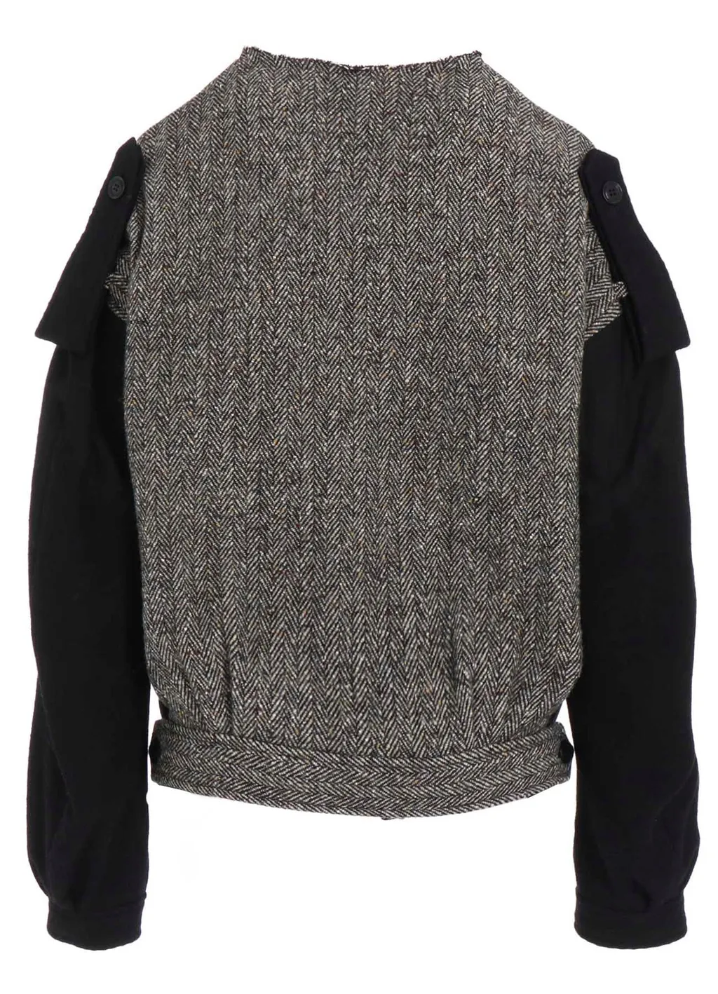 Big Herringbone Collarless Blouson
