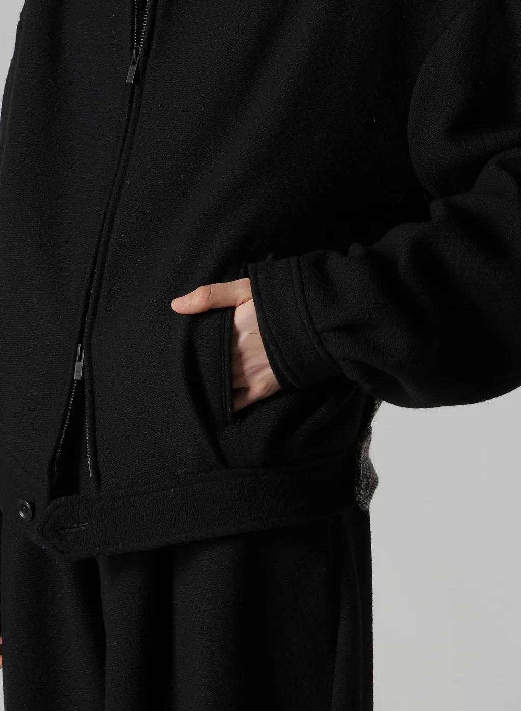 Big Herringbone Collarless Blouson