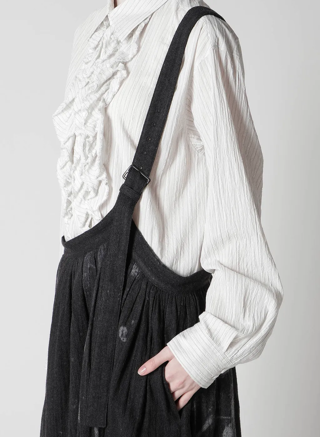 Wool Gauze Smudged Polka Dot Single Strap Skirt