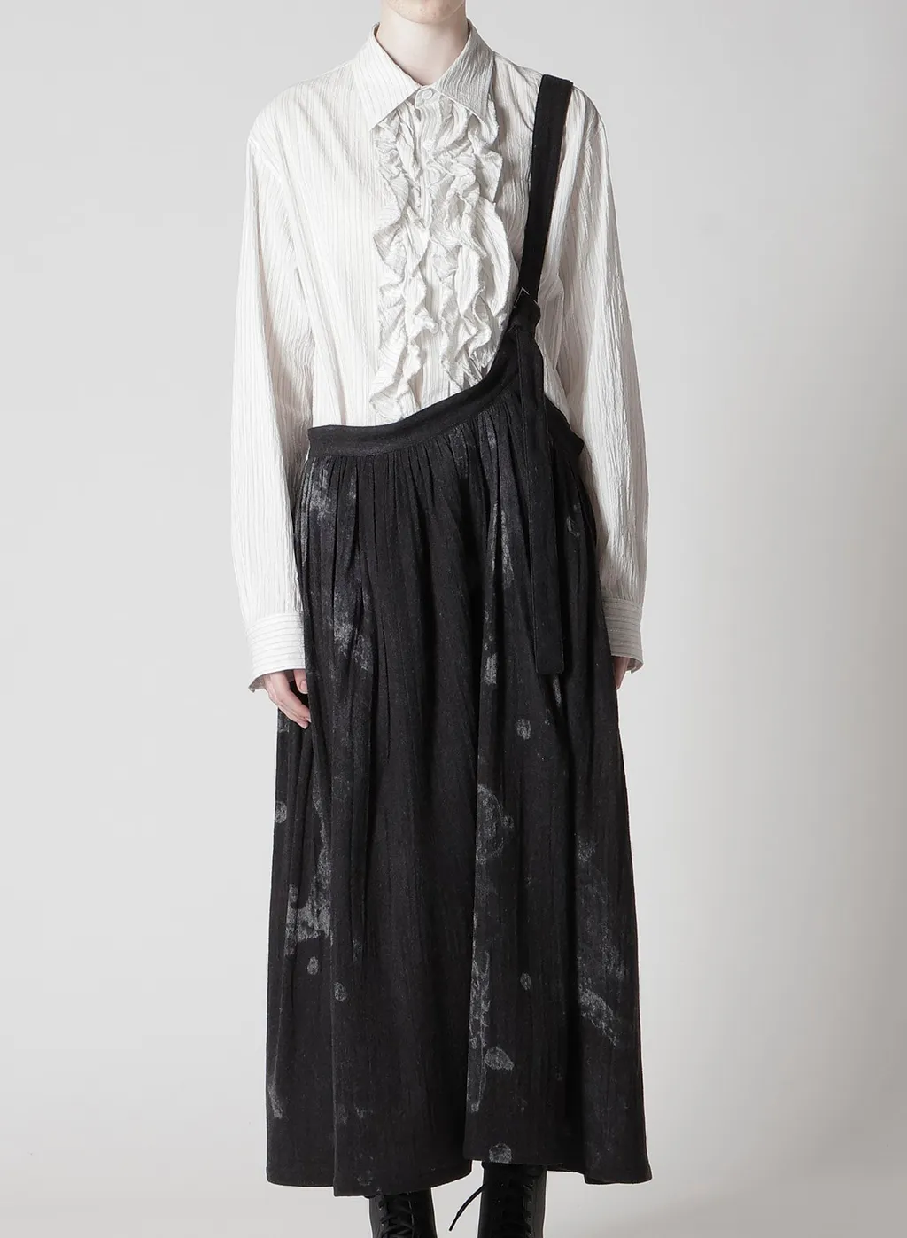 Wool Gauze Smudged Polka Dot Single Strap Skirt