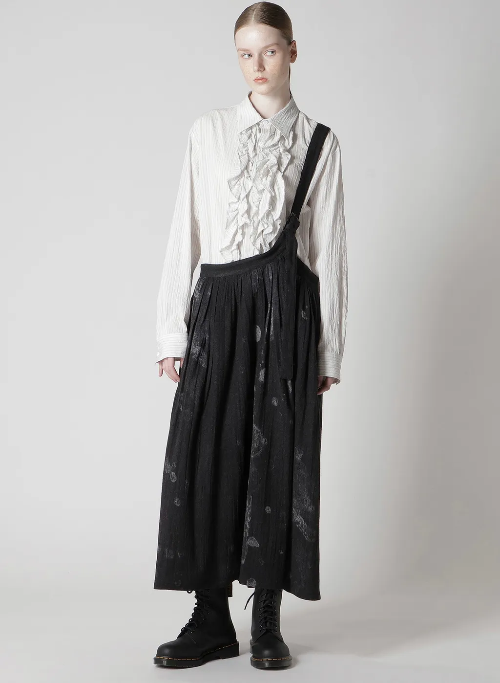 Wool Gauze Smudged Polka Dot Single Strap Skirt