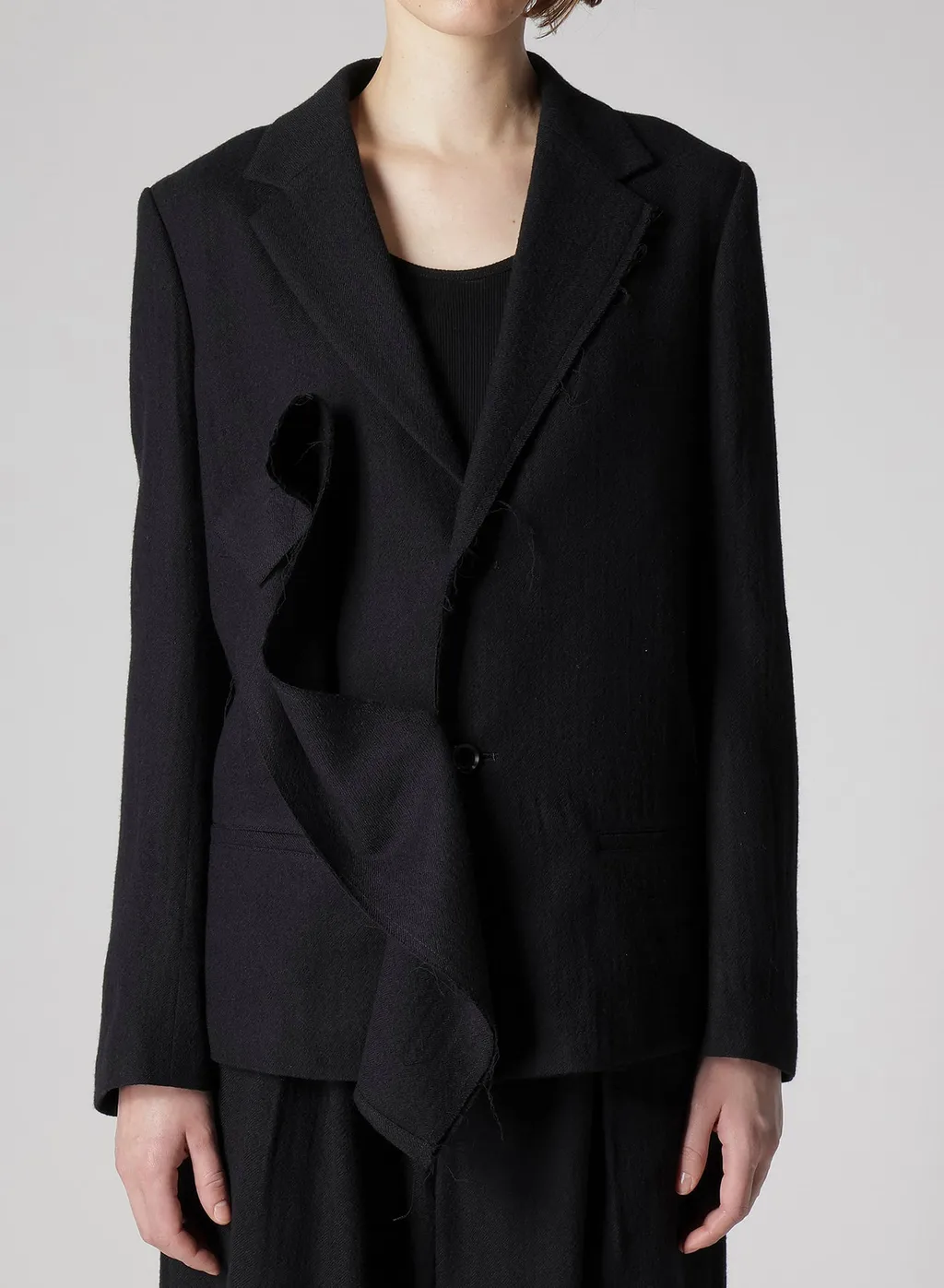 Wool Gauze Twill Left Front Drape Jacket