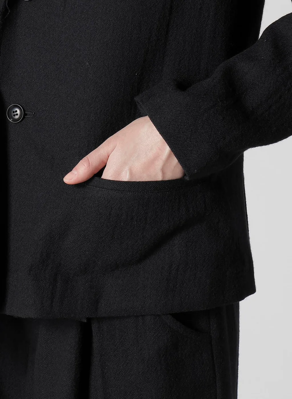 Wool Gauze Twill Left Front Drape Jacket
