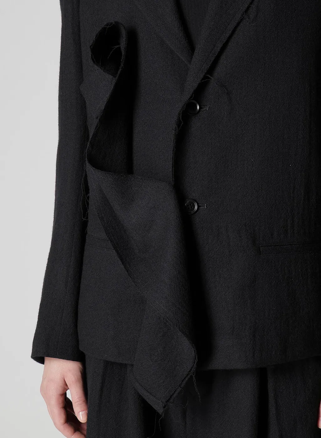 Wool Gauze Twill Left Front Drape Jacket