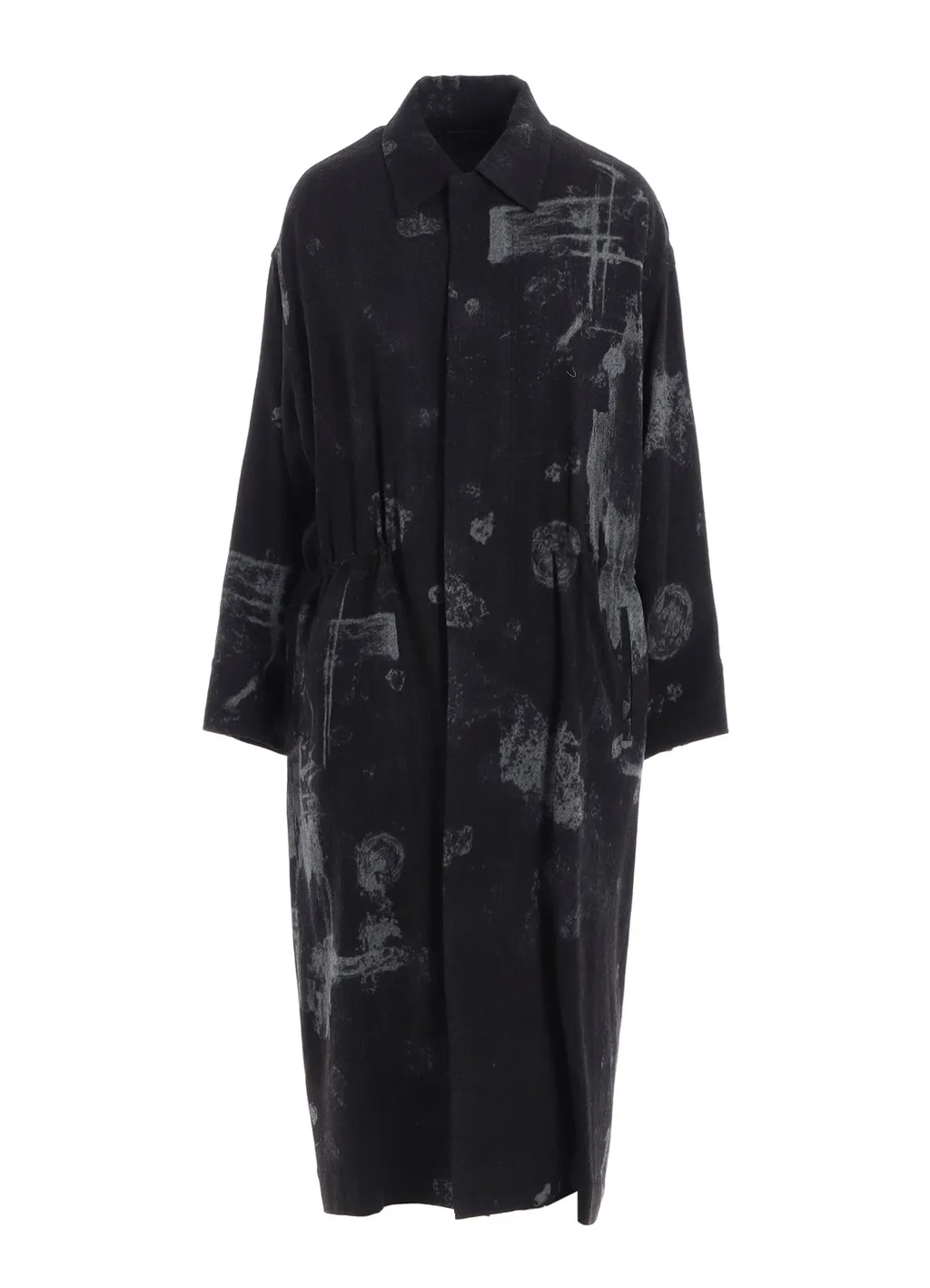 Wool Gauze Smudged Polka Dot Waist String Dress