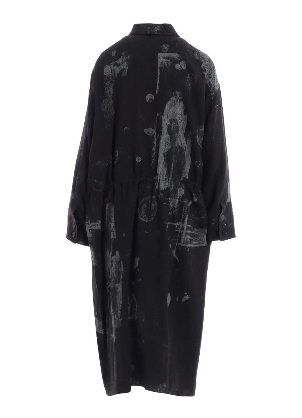Wool Gauze Smudged Polka Dot Waist String Dress