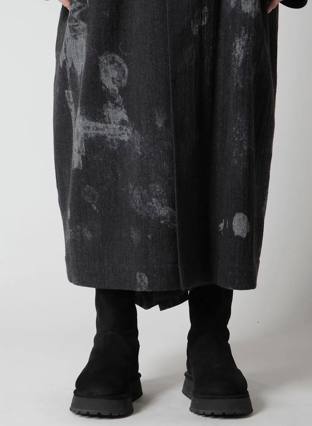 Wool Gauze Smudged Polka Dot Waist String Dress